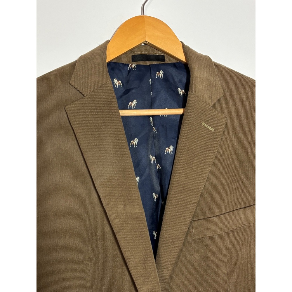 Lauren Ralph Lauren Mens 40R? Blazer Jacket Brown Elbow Patches Bulldog Lined - Picture 2 of 9